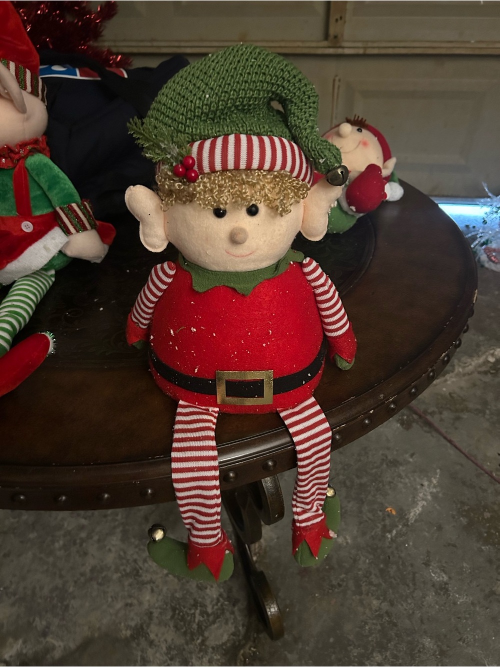 Striped Red & Green Christmas Elf Plush Tree Topper